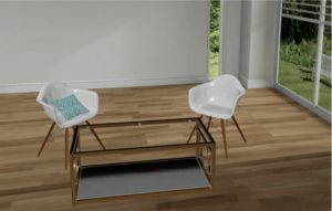 An AR tool used by Wayfair shows customers what new furniture would look like in their home.